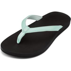 OLUKAI Puawe Women’s Beach Sandal, Water-Friendly Flip-Flop Slides, All-Day Wear & Ultra-Soft Comfort Fit(Sea Glass/Black)