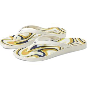 OLUKAI Puawe Women’s Beach Sandal, Water-Friendly Flip-Flop Slides, All-Day Wear & Ultra-Soft Comfort Fit(White Sand/Swirl)