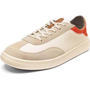 OLUKAI Punini Men’s Everyday Sneaker, Classic Lace-Up Design & Countoured Footbed, Comfort Fit & Wet Grip Rubber Soles, Durable & Supportive(Off White/Molten Orange)