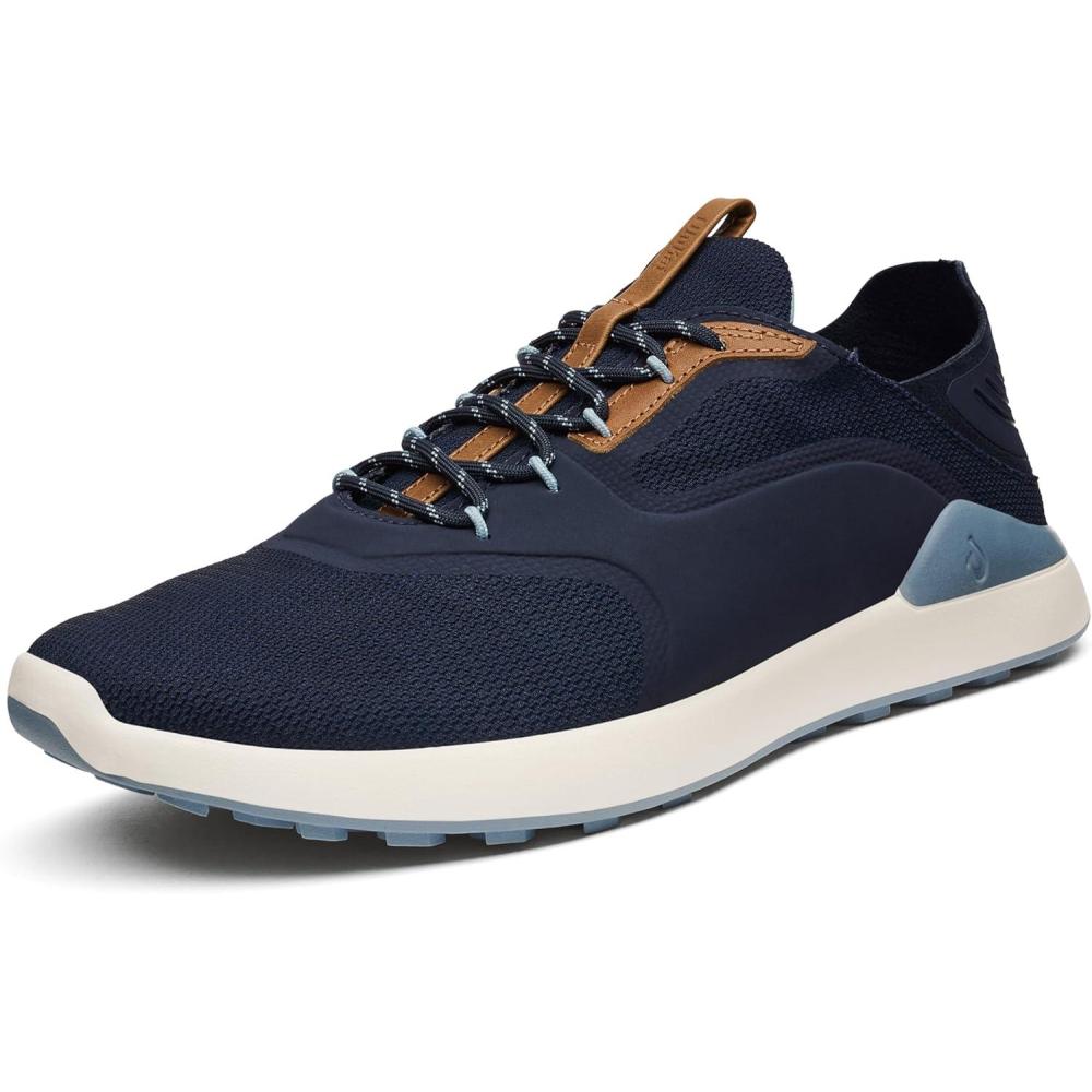 imageOLUKAI Kaanapali Mens Golf Shoes Spikeless Golf Shoes Water ampamp StainResistant Mesh Lightweight ampamp Contoured Footbed AllDay ComfortTrench BlueSea Ice