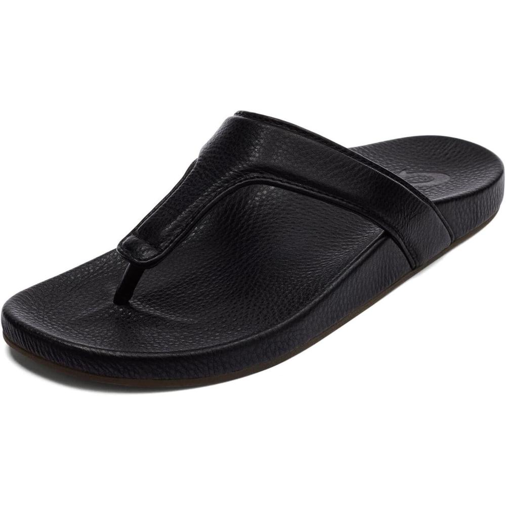 imageOLUKAI Kipea Lipi Womens Beach Sandal Soft Leather FlipFlop AllDay Wear ampamp UltraSoft Comfort FitBlackBlack