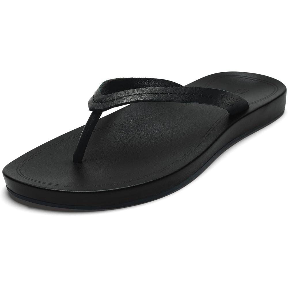 imageOLUKAI Lalahi Womens Leather Beach Sandals Casual Everyday Flip Flop Lightweight ampamp Supportive Arch Clean Design ampamp Soft ComfortLava RockLava Rock