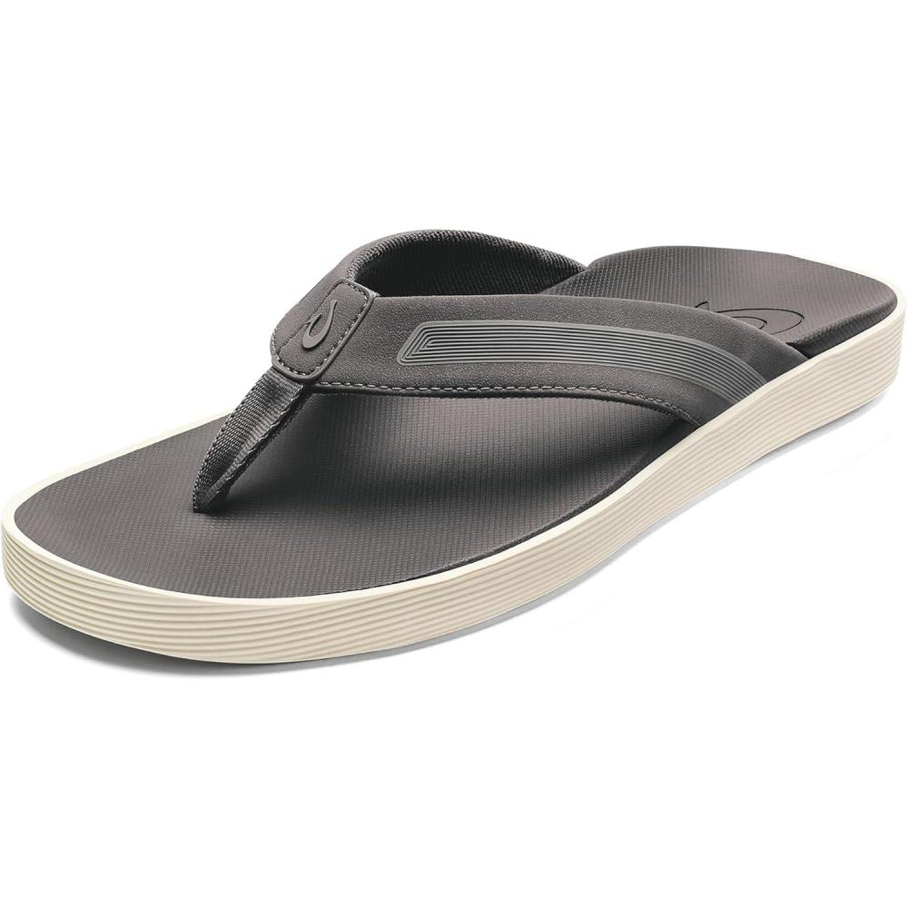 imageOLUKAI Leeward Mens Beach Sandals QuickDry Flip Flop Slides Water Friendly Versatility ampamp Wet Grip Traction Comfort Fit ampamp Arch SupportGraphiteGraphite
