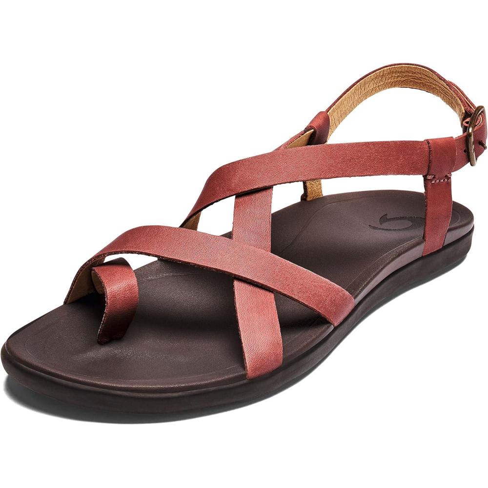 imageOLUKAI Upena Womens Strappy Beach Sandal Lightweight ampamp Durable Design Water Resistant Slides for AllDay Comfort ampamp StyleCedarwoodDark Java