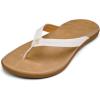 OLUKAI Honu Women’s Beach Sandal, Soft & Comfortable Full-Grain Leather, Easy Slip-On Flip-Flops, Everyday, All-Day Comfort & Style(Bright White/Golden Sand)
