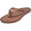 OLUKAI Honu Women’s Beach Sandal, Soft & Comfortable Full-Grain Leather, Easy Slip-On Flip-Flops, Everyday, All-Day Comfort & Style(Tan/Tan)