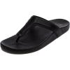 OLUKAI Kipe’a Lipi Women’s Beach Sandal, Soft Leather Flip-Flop, All-Day Wear & Ultra-Soft Comfort Fit(Black/Black)