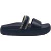 OLUKAI Kipe’a Olu Women’s Slide Sandal, Premium Leather, Relaxed & Dressy Design For Any Occasion, All-Day Comfort & Fit(Mood Indigo/Mood Indigo)