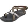OLUKAI Upena Women’s Strappy Beach Sandal, Lightweight & Durable Design, Water Resistant Slides for All-Day Comfort & Style(Charcoal/Pewter)