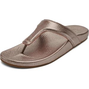 OLUKAI Kipe’a Lipi Women’s Beach Sandal, Soft Leather Flip-Flop, All-Day Wear & Ultra-Soft Comfort Fit(Bubbly/Bubbly)