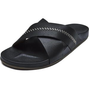 OLUKAI Kipe’a Olu Women’s Slide Sandal, Premium Leather, Relaxed & Dressy Design For Any Occasion, All-Day Comfort & Fit(Black/Black)