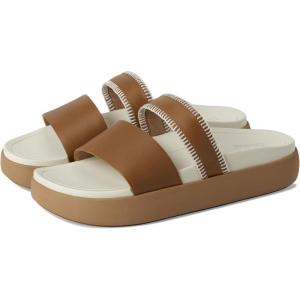 OLUKAI Kipe’a Olu Women’s Slide Sandal, Premium Leather, Relaxed & Dressy Design For Any Occasion, All-Day Comfort & Fit(Tan/White Sand)
