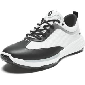 OLUKAI Makena Men’s Golf Shoes, Superior Performance & Tour Professional Tested, High Cushioning & Support, All-Day Comfort(Bright White/Lava Rock)