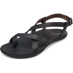 OLUKAI Upena Women’s Strappy Beach Sandal, Lightweight & Durable Design, Water Resistant Slides for All-Day Comfort & Style(Black/Black)