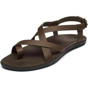 OLUKAI Upena Women’s Strappy Beach Sandal, Lightweight & Durable Design, Water Resistant Slides for All-Day Comfort & Style(Kona Coffee/Kona Coffee)