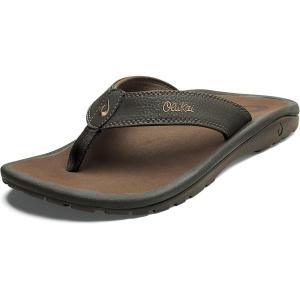 OLUKAI Ohana Men’s Beach Sandals, Water Resistant Flip Flops, Arch Support & Comfort Fit, Lightweight & Durable, Enhanced Grip & Traction, Dark Java/Ray, 10