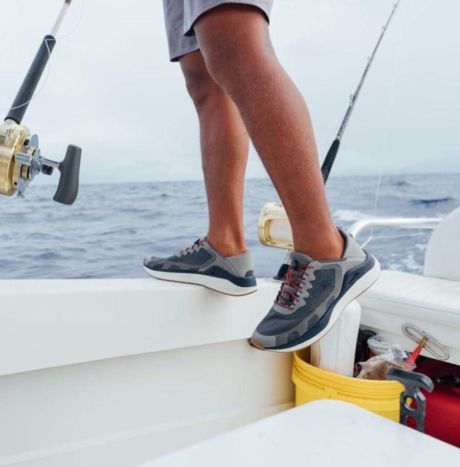 image:imageOLUKAI Ahi Mens Performance Marine Shoes WaterReady Sneakers with Customized Lacing Fit Lightweight amp Breathable Enhanced Grip amp TractionRockAsh