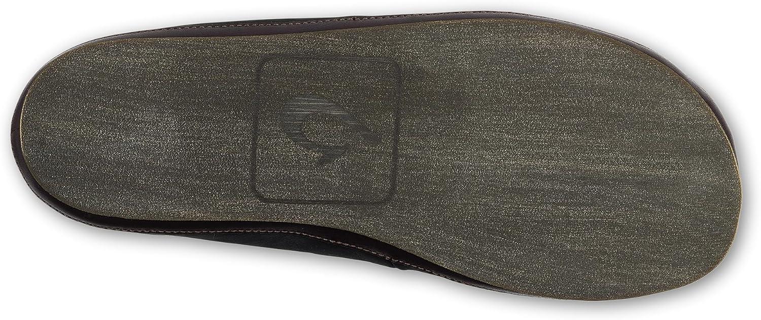image:imageOLUKAI Moloa Slipper Mens Premium Leather SlipOn Shoes Soft Genuine Shearling Lining amp Gel Insert DropIn Heel amp AllDay ComfortBlackDk Java