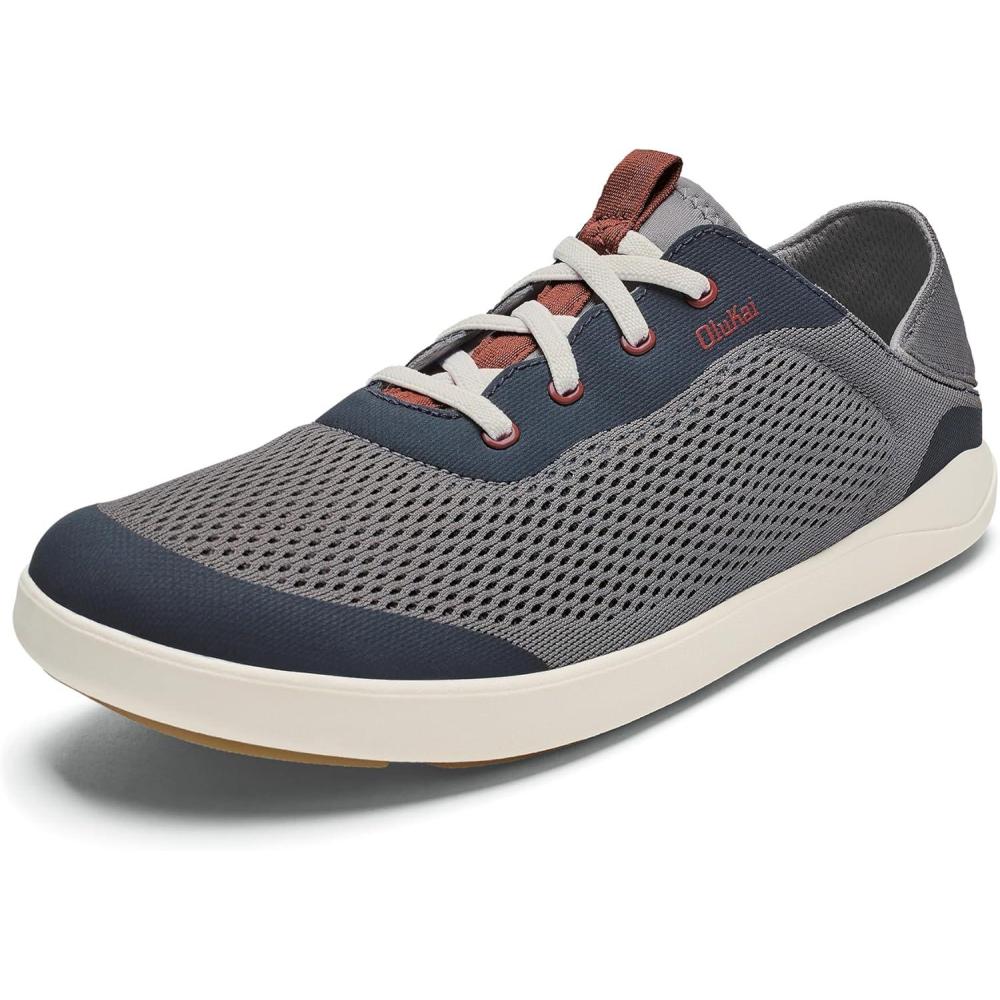 image:imageOLUKAI Ahi Mens Performance Marine Shoes WaterReady Sneakers with Customized Lacing Fit Lightweight amp Breathable Enhanced Grip amp TractionAshTrench Blue