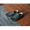 OLUKAI Moloa Slipper, Men’s Premium Leather Slip-On Shoes, Soft Genuine Shearling Lining & Gel Insert, Drop-In Heel & All-Day Comfort(Black/Dk Java)