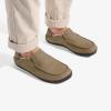 OLUKAI Moloa Slipper, Men’s Premium Leather Slip-On Shoes, Soft Genuine Shearling Lining & Gel Insert, Drop-In Heel & All-Day Comfort(Clay/Dk Java)