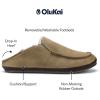 OLUKAI Moloa Slipper, Men’s Premium Leather Slip-On Shoes, Soft Genuine Shearling Lining & Gel Insert, Drop-In Heel & All-Day Comfort(Clay/Dk Java)