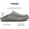 OLUKAI Moloa Slipper, Men’s Premium Leather Slip-On Shoes, Soft Genuine Shearling Lining & Gel Insert, Drop-In Heel & All-Day Comfort(Sharkskin/Sharkskin)