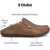 OLUKAI Moloa Slipper, Men’s Premium Leather Slip-On Shoes, Soft Genuine Shearling Lining & Gel Insert, Drop-In Heel & All-Day Comfort(Toffee/Dk Wood)