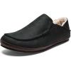image:imageOLUKAI Moloa Slipper Mens Premium Leather SlipOn Shoes Soft Genuine Shearling Lining amp Gel Insert DropIn Heel amp AllDay ComfortBlackDk Java