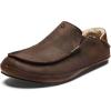 image:imageOLUKAI Moloa Slipper Mens Premium Leather SlipOn Shoes Soft Genuine Shearling Lining amp Gel Insert DropIn Heel amp AllDay ComfortDk WoodDk Wood
