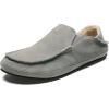 OLUKAI Moloa Slipper, Men’s Premium Leather Slip-On Shoes, Soft Genuine Shearling Lining & Gel Insert, Drop-In Heel & All-Day Comfort(Sharkskin/Sharkskin)