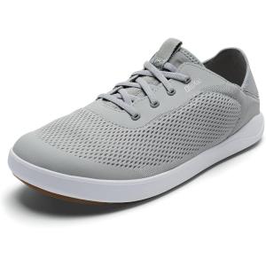 OLUKAI ‘Ahi Men’s Performance Marine Shoes, Water-Ready Sneakers with Customized Lacing Fit, Lightweight & Breathable, Enhanced Grip & Traction(Cloud Grey/Ash)