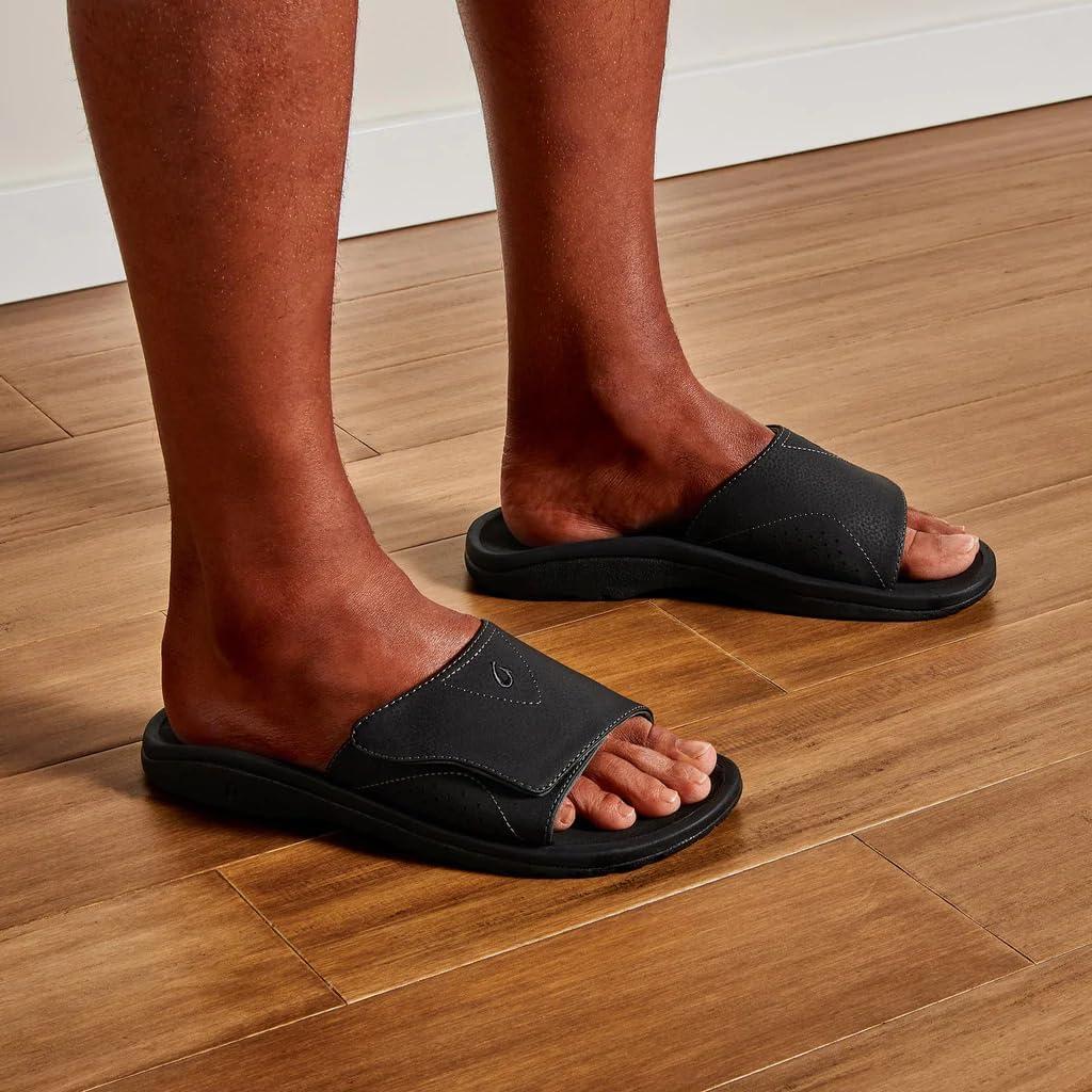 image:imageOLUKAI Nalu Slide Mens Versatile Slide Sandals WaterFriendly amp Adjustable Straps Lightweight amp Durable AllDay Comfort amp SupportBlackBlack