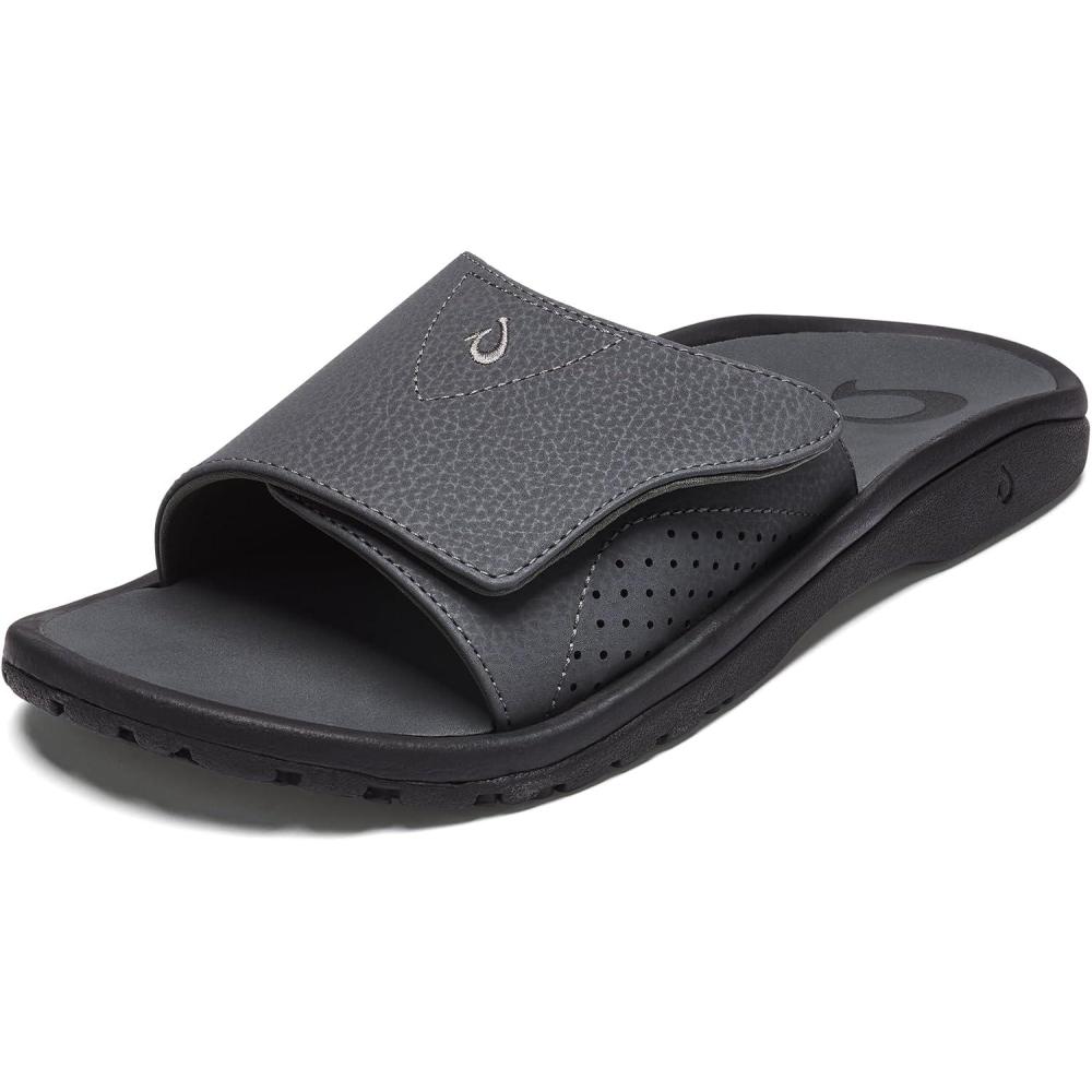 image:imageOLUKAI Nalu Slide Mens Versatile Slide Sandals WaterFriendly amp Adjustable Straps Lightweight amp Durable AllDay Comfort amp SupportDk ShadowDk Shadow