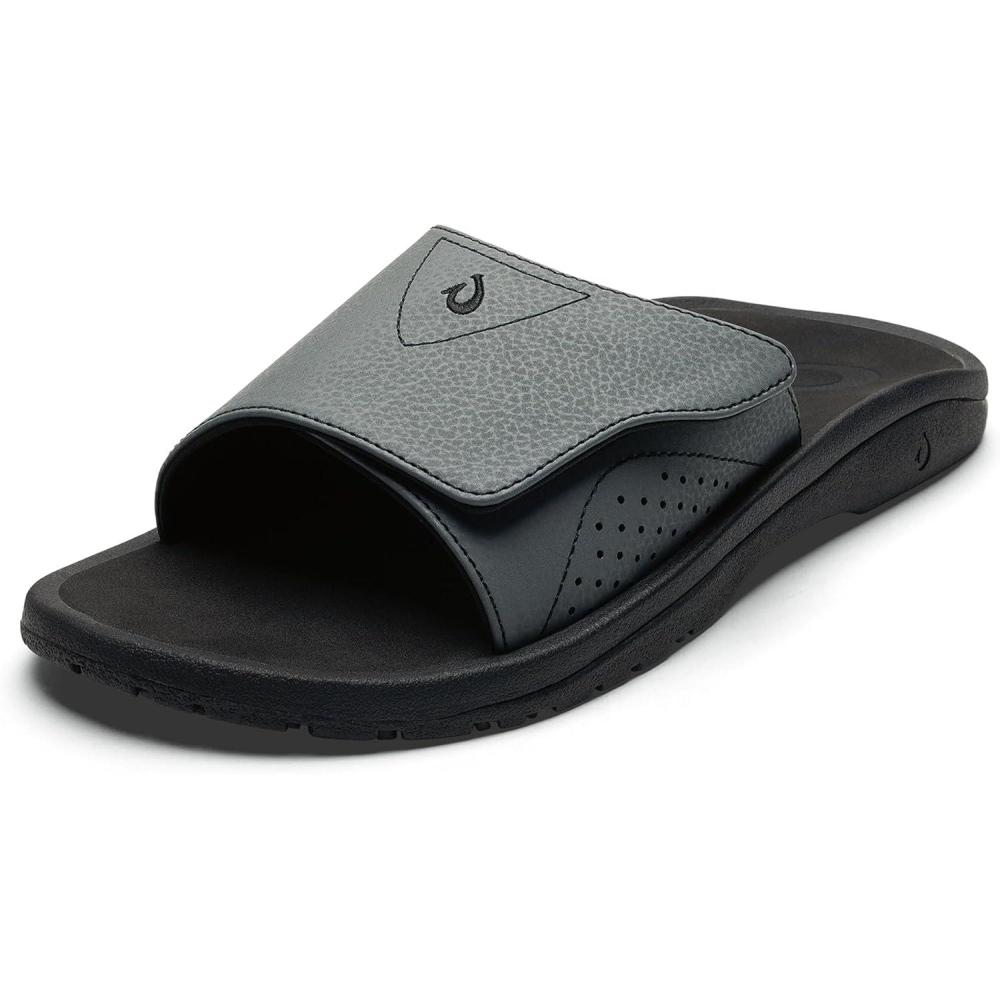image:imageOLUKAI Nalu Slide Mens Versatile Slide Sandals WaterFriendly amp Adjustable Straps Lightweight amp Durable AllDay Comfort amp SupportRockBlack