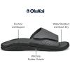 OLUKAI Nalu Slide Men’s Versatile Slide Sandals, Water-Friendly & Adjustable Straps, Lightweight & Durable, All-Day Comfort & Support(Dk Shadow/Dk Shadow)