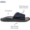 OLUKAI Nalu Slide Men’s Versatile Slide Sandals, Water-Friendly & Adjustable Straps, Lightweight & Durable, All-Day Comfort & Support(Trench Blue/Charcoal)