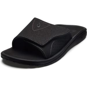 OLUKAI Nalu Slide Men’s Versatile Slide Sandals, Water-Friendly & Adjustable Straps, Lightweight & Durable, All-Day Comfort & Support(Black/Black)