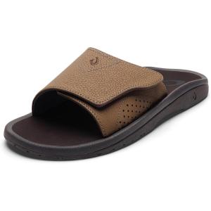 OLUKAI Nalu Slide Men’s Versatile Slide Sandals, Water-Friendly & Adjustable Straps, Lightweight & Durable, All-Day Comfort & Support(Tan/Dk Java)