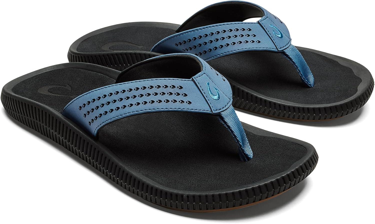 image:imageOLUKAI Ulele Mens Beach Sandals Water Resistant Flip Flops Arch Support amp Comfort Fit Lightweight amp Durable Enhanced Grip amp TractionBlue FogLava Rock
