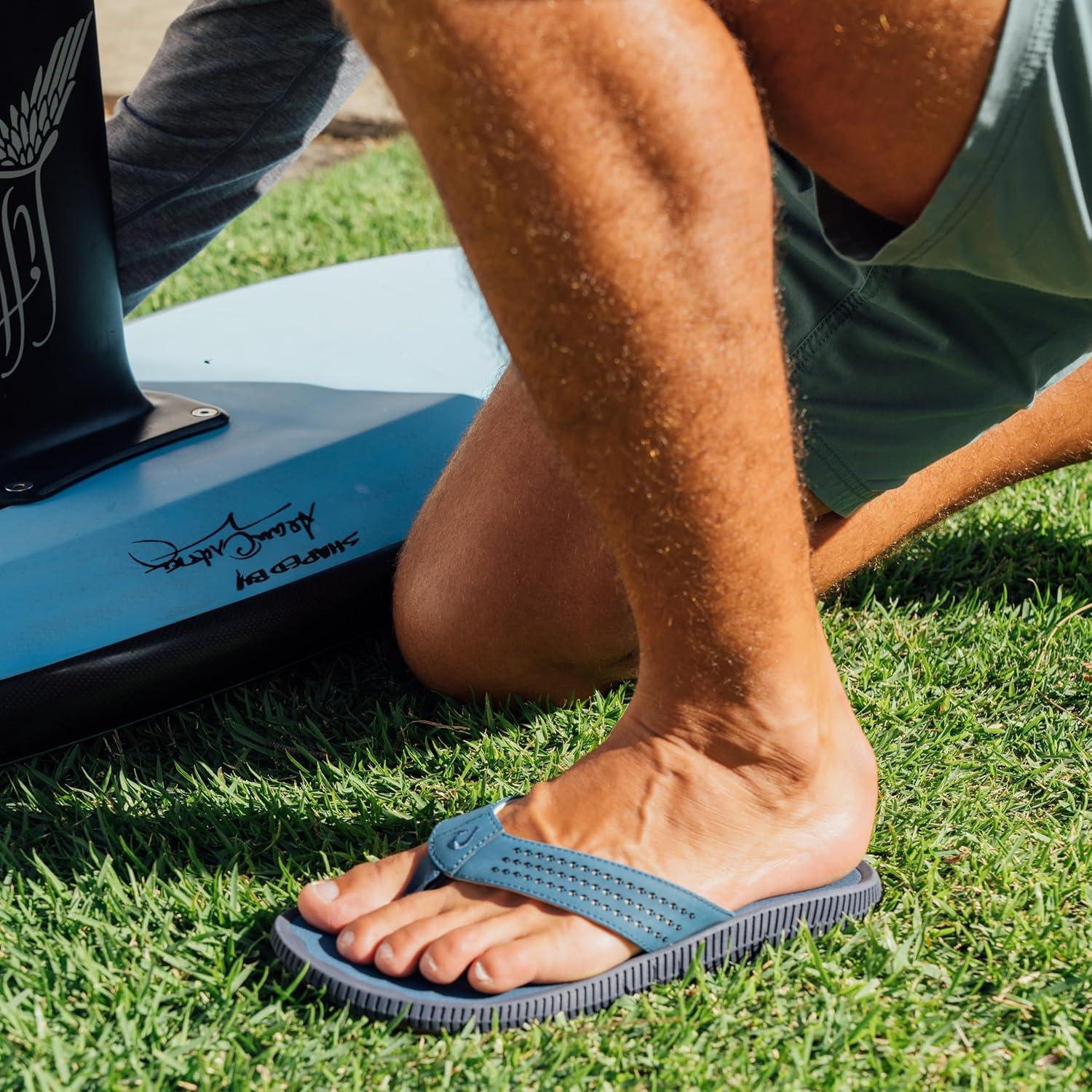 image:imageOLUKAI Ulele Mens Beach Sandals Water Resistant Flip Flops Arch Support amp Comfort Fit Lightweight amp Durable Enhanced Grip amp TractionCoastal BlueCoastal Blue