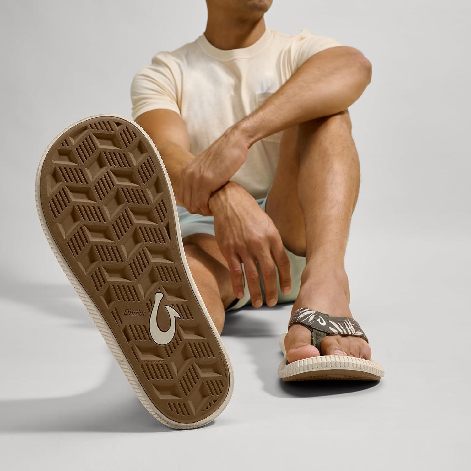 image:imageOLUKAI Ulele Mens Beach Sandals Water Resistant Flip Flops Arch Support amp Comfort Fit Lightweight amp Durable Enhanced Grip amp TractionHunterAloha