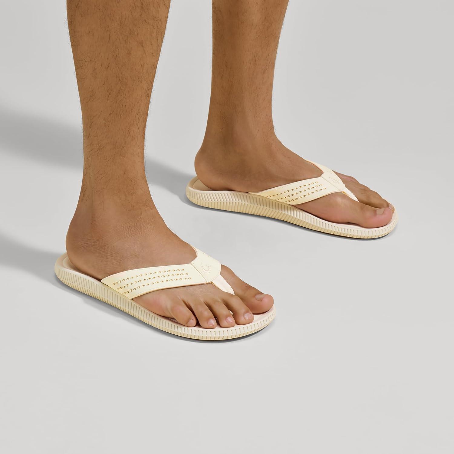 image:imageOLUKAI Ulele Mens Beach Sandals Water Resistant Flip Flops Arch Support amp Comfort Fit Lightweight amp Durable Enhanced Grip amp TractionWhite SandWhite Sand