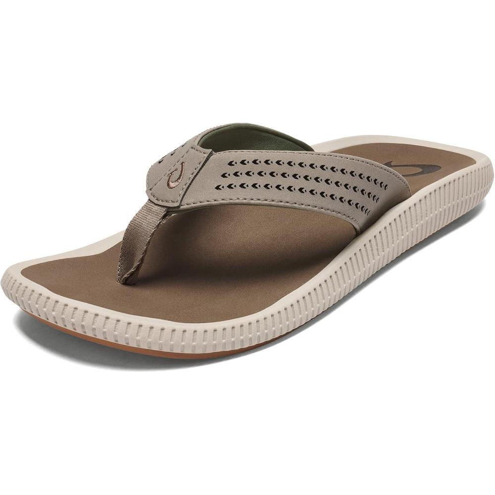 image:imageOLUKAI Ulele Mens Beach Sandals Water Resistant Flip Flops Arch Support amp Comfort Fit Lightweight amp Durable Enhanced Grip amp TractionClayMustang