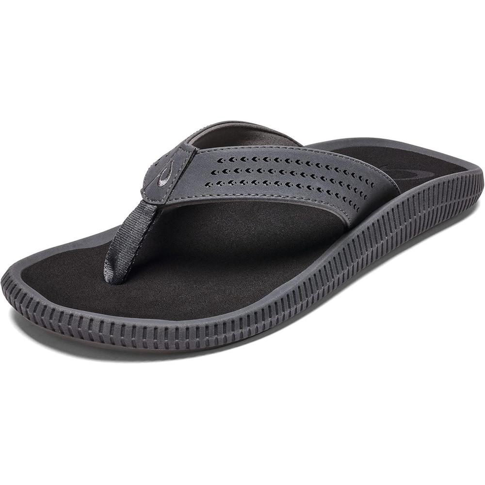 image:imageOLUKAI Ulele Mens Beach Sandals Water Resistant Flip Flops Arch Support amp Comfort Fit Lightweight amp Durable Enhanced Grip amp TractionDk ShadowBlack