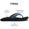 OLUKAI Ulele Men’s Beach Sandals, Water Resistant Flip Flops, Arch Support & Comfort Fit, Lightweight & Durable, Enhanced Grip & Traction(Blue Fog/Lava Rock)