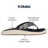 OLUKAI Ulele Men’s Beach Sandals, Water Resistant Flip Flops, Arch Support & Comfort Fit, Lightweight & Durable, Enhanced Grip & Traction(Trench Blue/Aloha)