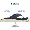 OLUKAI Ulele Men’s Beach Sandals, Water Resistant Flip Flops, Arch Support & Comfort Fit, Lightweight & Durable, Enhanced Grip & Traction(Trench Blue/Tren)