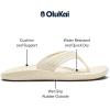 OLUKAI Ulele Men’s Beach Sandals, Water Resistant Flip Flops, Arch Support & Comfort Fit, Lightweight & Durable, Enhanced Grip & Traction(White Sand/White Sand)