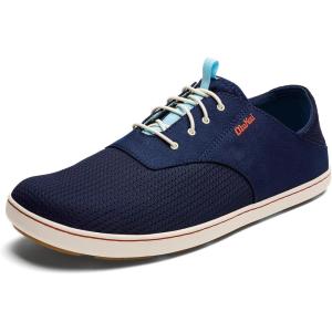 OLUKAI Nohea Moku Men’s No Tie Boat Shoes, Breathable & Quick Dry Mesh, Effortless Design & Barefoot Wearability, All-Day Comfort & Support(Deepest Depths/White Sand)